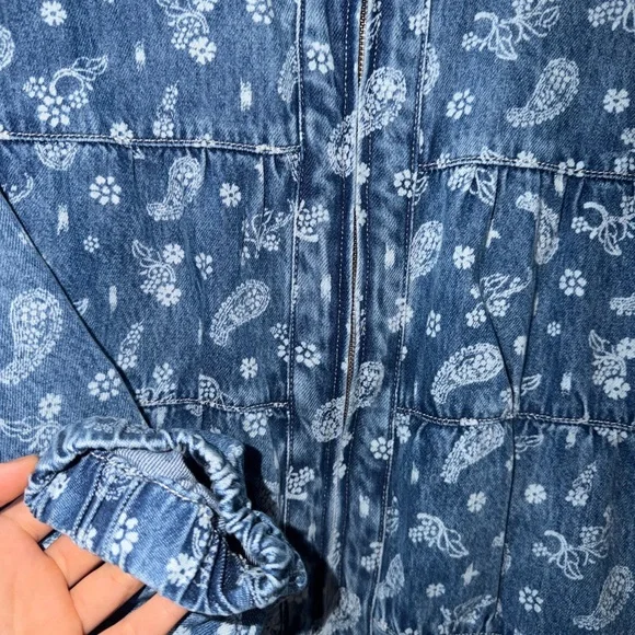 We The Free Blue Paisley-Print Denim Jacket - Picture 3 of 4